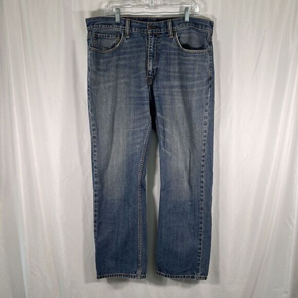 Levis 559 Jeans Men's 36x32 Medium Wash Blue Denim Button Zip 100% Cotton - Picture 1 of 9